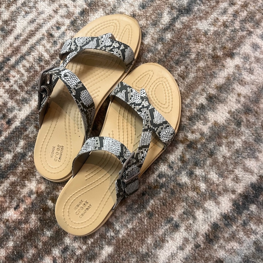 CROC snake print sandals